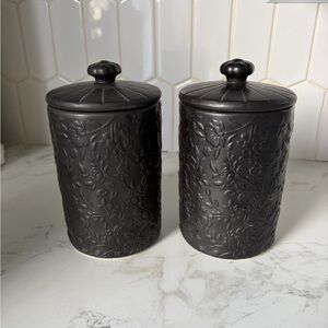 Elegant Black Floral Canister Set